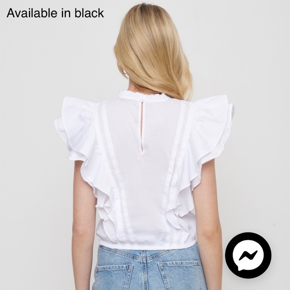 ✨HOST PICK✨💕DYNAMITE Frill Poplin Black Top NWT - Picture 5 of 16